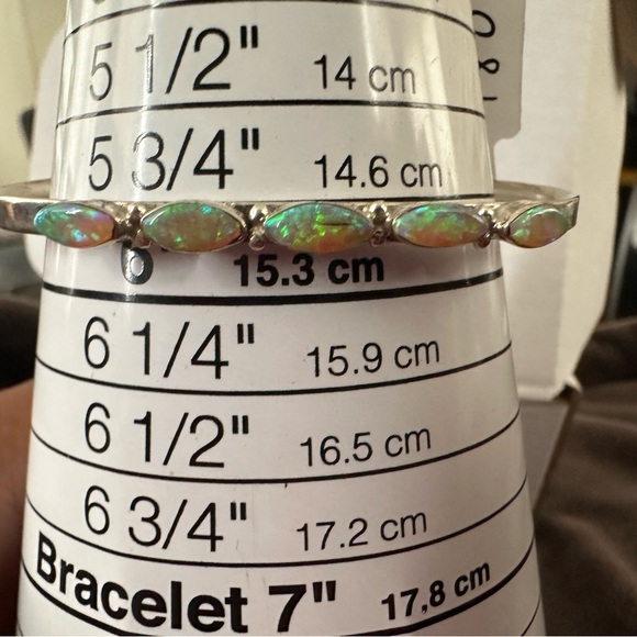 Sterling Silver Opal Cuff Bracelet - Picture 5 of 6